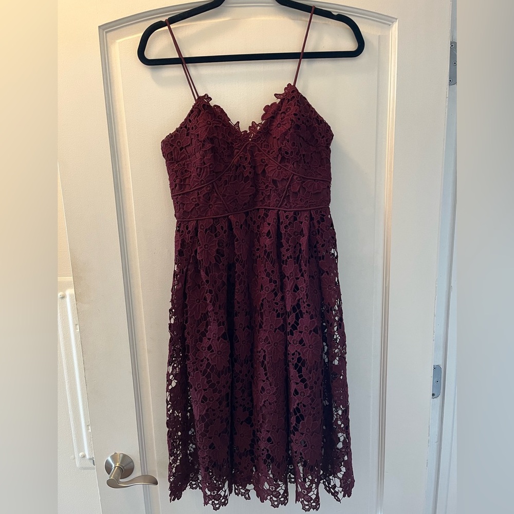 Anthropologie Burgundy Lace Dress - Size 4